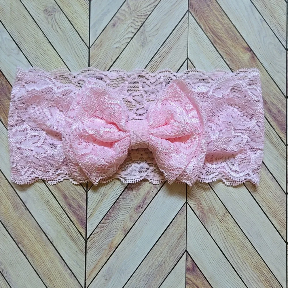 Baby Girl & Toddler Lace Front Bow Headbands Pink & Navy Blue Hair Accessory